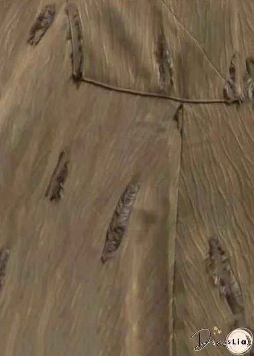 Italian Khaki V Neck Pockets Patchwork Trench Coat Spring