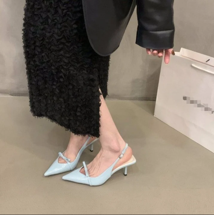 Athvotar Black Temperament High-Heeled Sandal Fairy Shoes 2024 New Spring And Summer French With Skirt Single Shoes