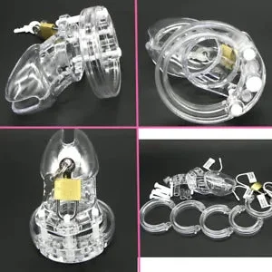 pornhint Pornhint Small Male Chastity Device Cage Belt With 5 Size Rings Lock Adults BDSM Bondage