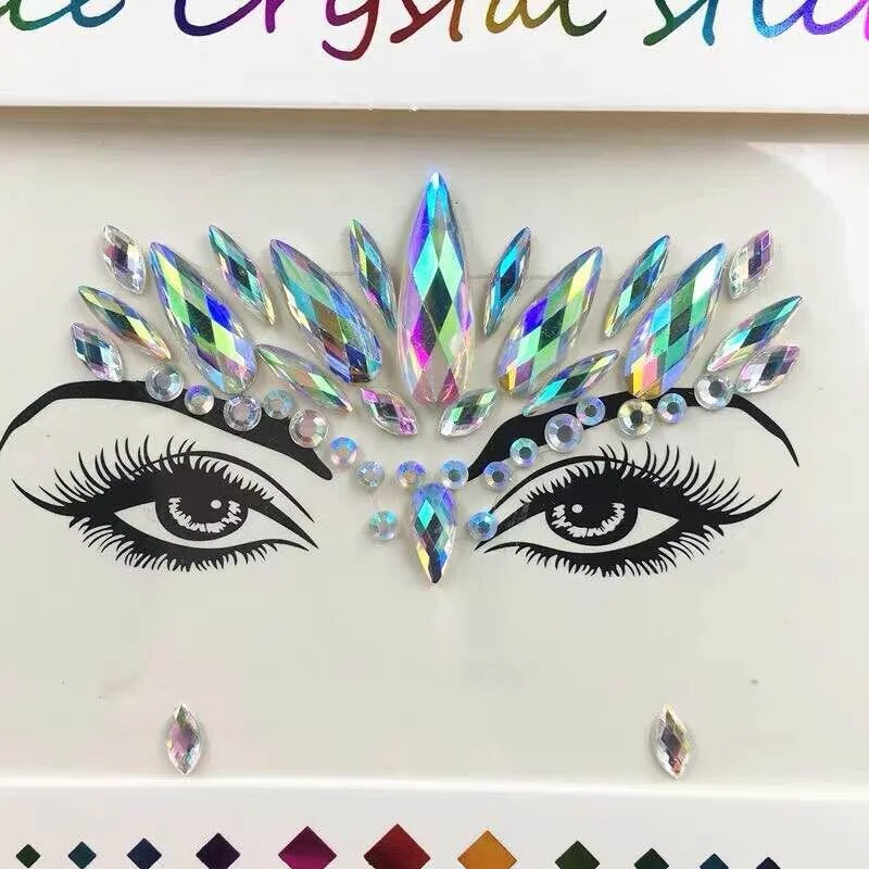 Masquerade Face Decoration DIY Jewelry Acrylic Rhinestone Festival Party Temporary Tattoo Fashion Face Stickers for Women