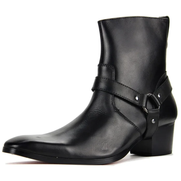 Custom Made Black Low Heel Fashion Ankle Boots |FSJ Shoes