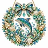 (Ocean Animanls Wreath)DIY Diamond Painting Acrylic Hanging Ornament, Double-Sided Printed Door Decoration,Pearl & Special Shaped Drill Art Home Decor