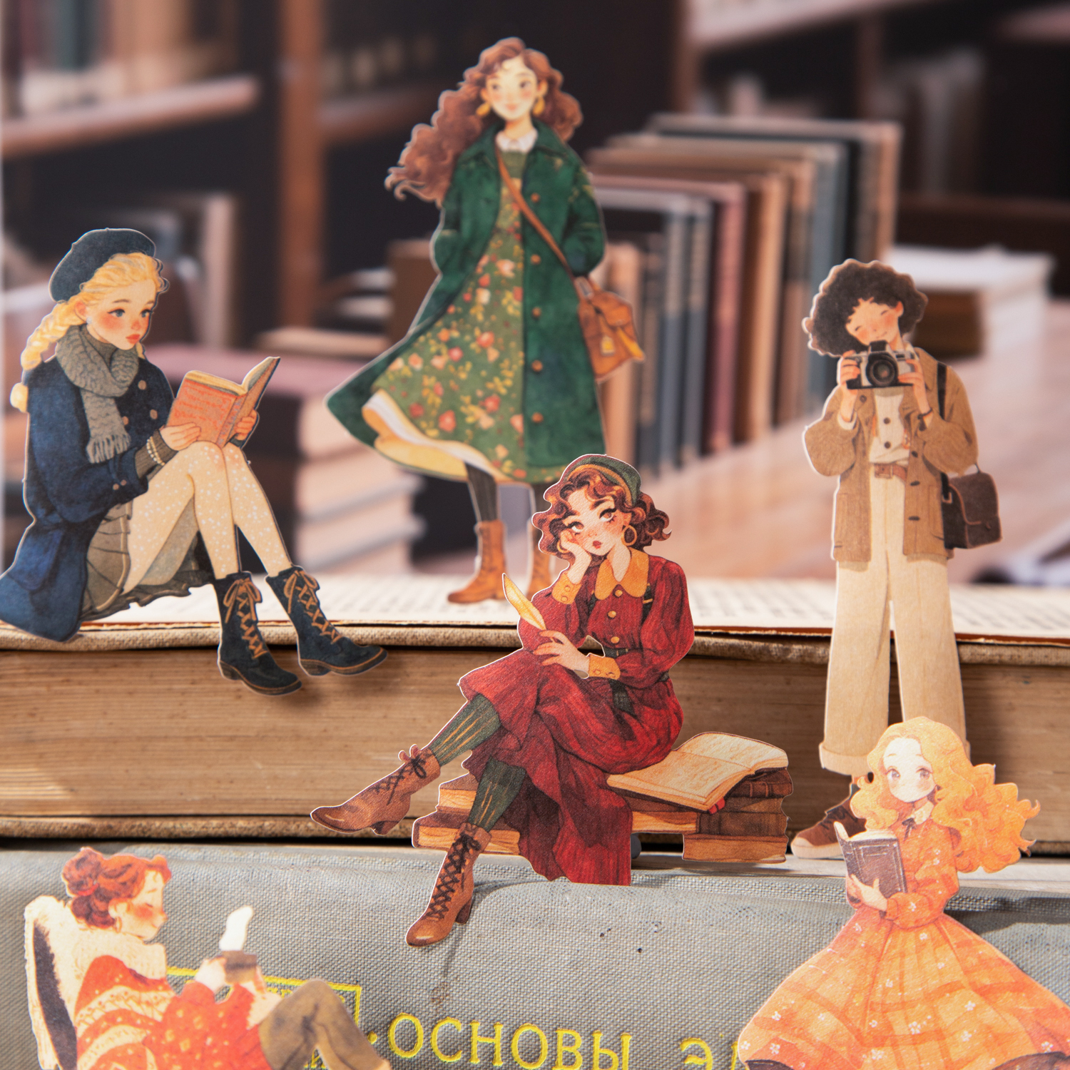 스티커 - 리버티 걸 시리즈 빈티지 캐릭터 리딩