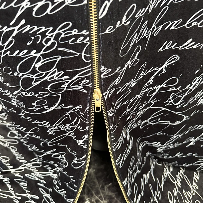 Nigikala Nigikala Early Spring New Star Fashion English Letter Printing Gold Velvet Dress Dress Dress