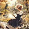 (Multi-Style)Victorian Girl-14CT Stamped Cross Stitch 50*50cm/19.69*19.69in