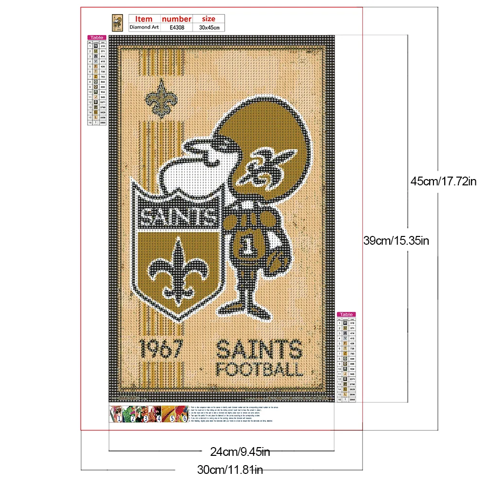 Diamond Painting - Full Round Drill - New Orleans Saints(Canvas|30*45cm)