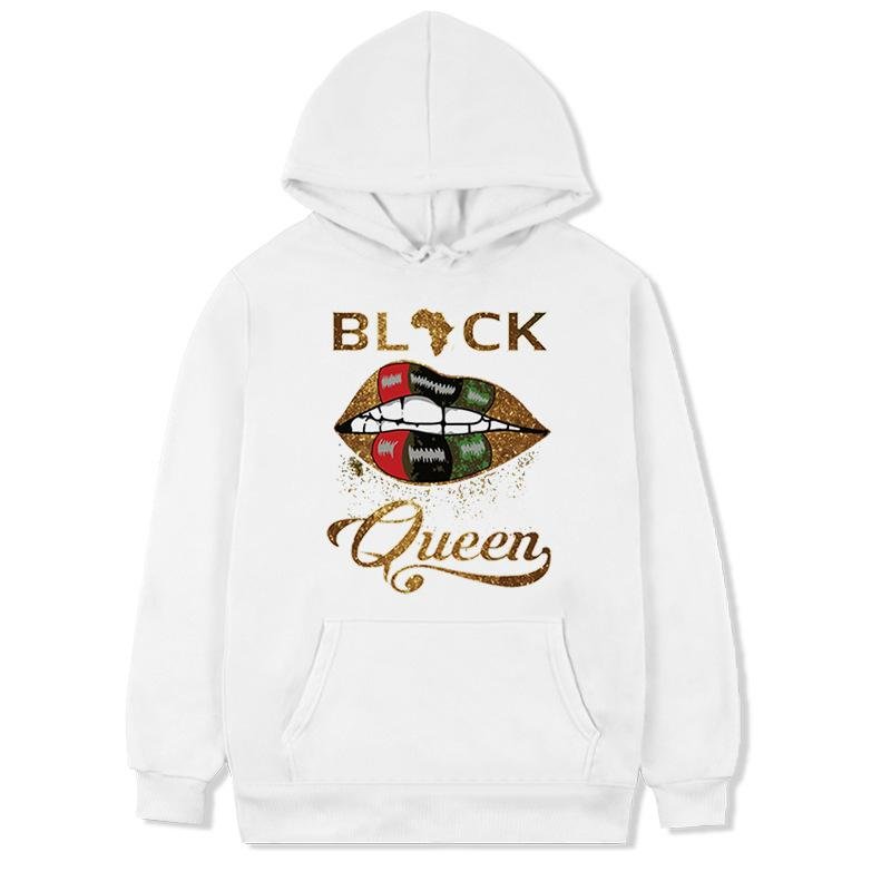 Letters Queen black short-sleeved hooded long-sleeved sweatshirt