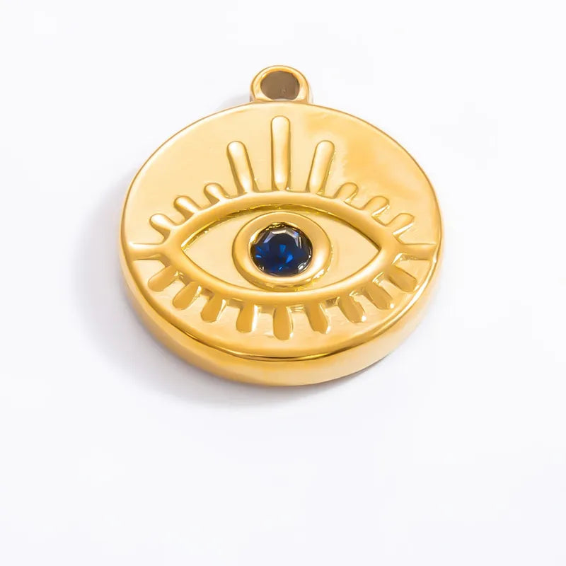 1 Piece 16.47mm 304 Stainless Steel Zircon Geometric Heart Shape Eye Pendant Jewelry Accessories