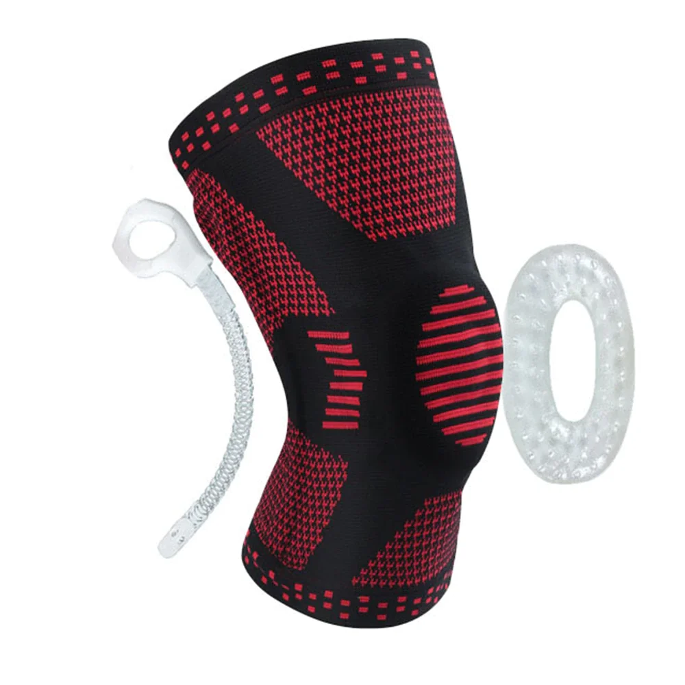 Uveng Knee Brace Silicone Spring Full Strap Patella Medial Support Strong Meniscus Compression Protection Sport Pads Running Basket