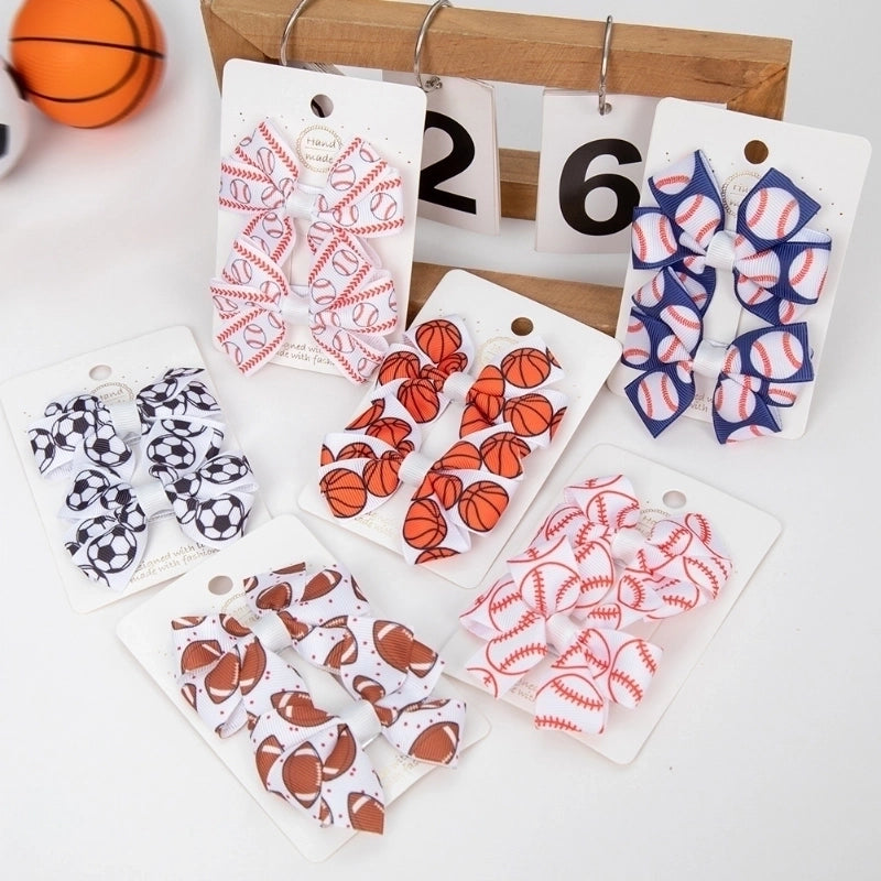 Kid'S Minimalist Classic Style Korean Style Basketball Bow Knot Football Alloy Ribbon Hair Clip
