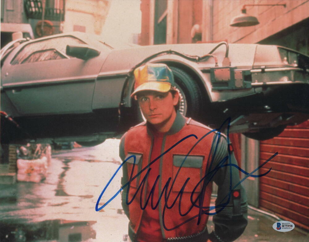 MICHAEL J FOX SIGNED AUTOGRAPH 11x14 Photo Poster painting - MARTY BACK TO THE FUTURE 8 BECKETT