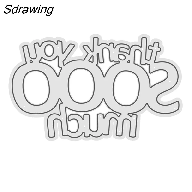 Sdrawing Thank You Metal Cutting Dies DIY Scrapbooking Cutting Dies Embossed Template Decor Dies Cut For Greeting Cards