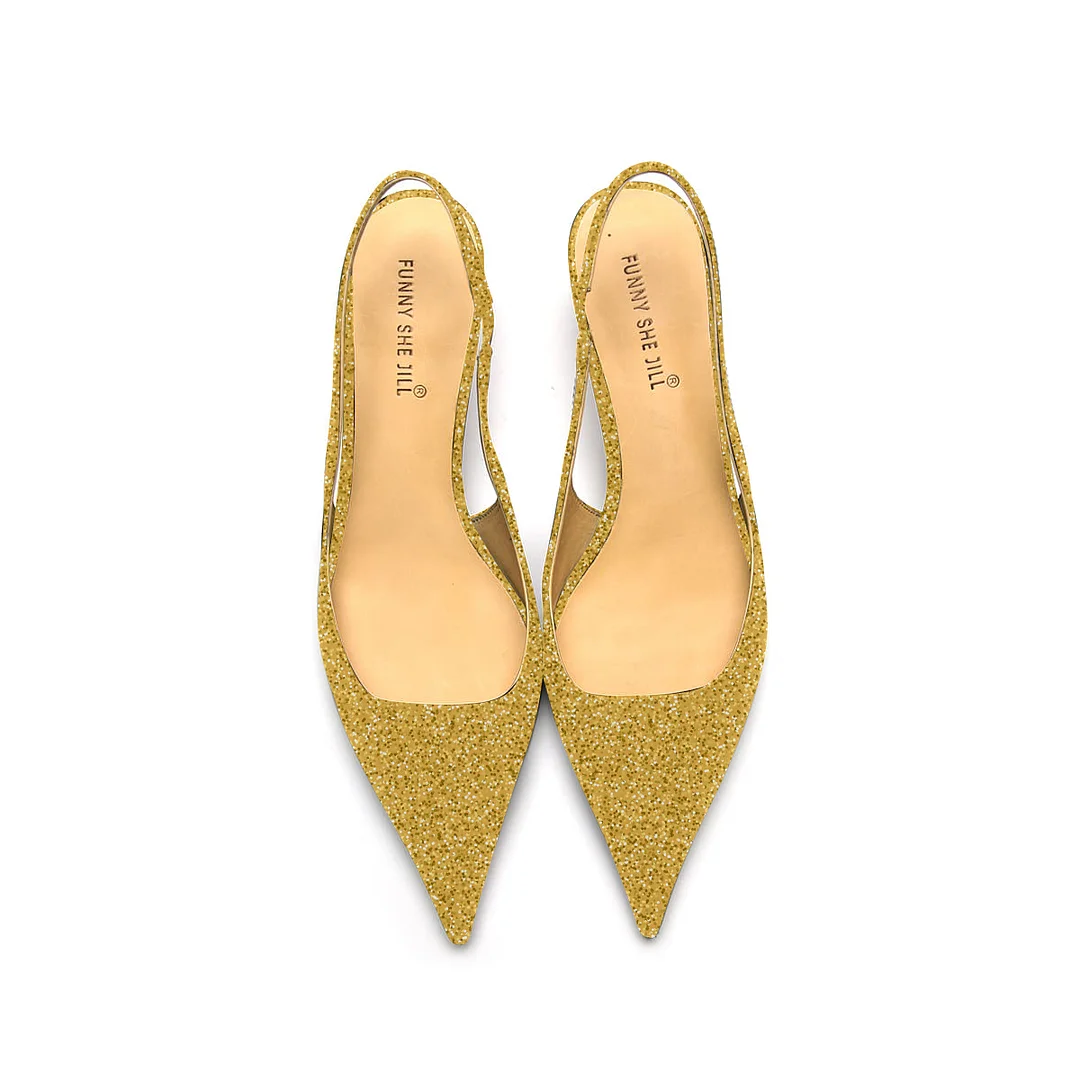 Golden Kitten Heels Sexy Stiletto Pumps  Sparkly Ankle Strap Heels Sandals Dress Shoes for Women