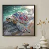 Beach Shimmering Beaded Turtle Special Shaped 5D DIY Partial Drill Diamond Painting Kits for Adults Beginners Home Decor Diamonds Dots Gem Art Kits 11.81 X11.81inch