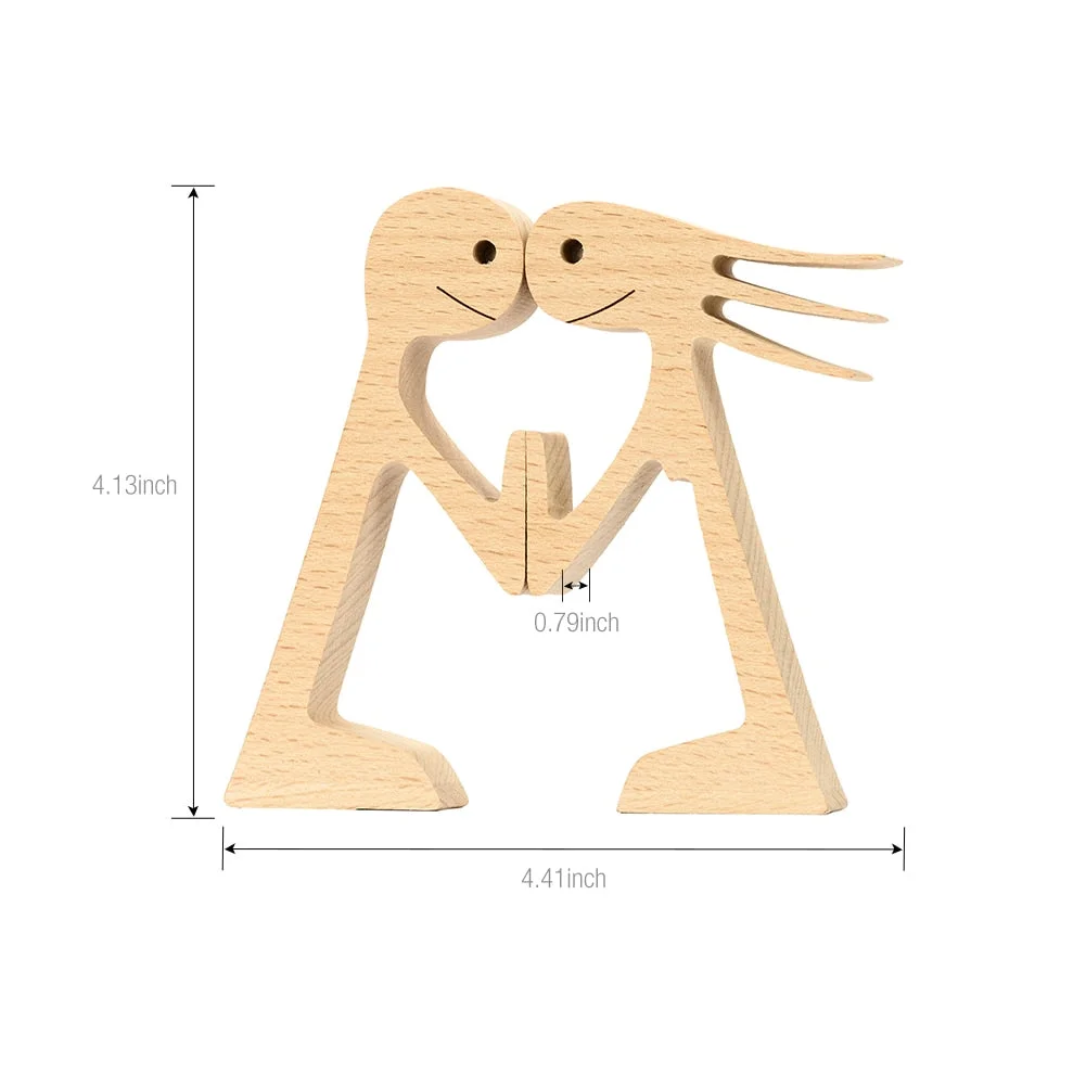 Puppy Family Wood Dog Carving Ornaments Decoration Home Decor Figurine Desktop Table Ornament Sculptures For Dog Pet Lover Gifts