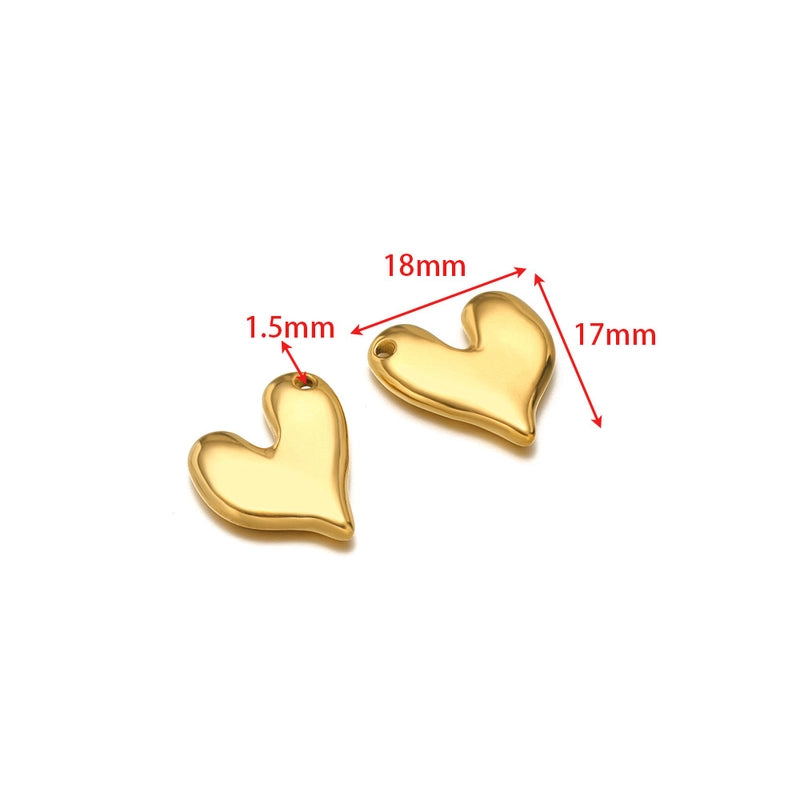 5 PCS/Package 14*17mm 304 Stainless Steel Heart Shape Pendant Jewelry Accessories