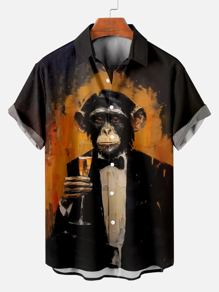 Men's monkey toasting shirt PLUSCLOTHESMAN