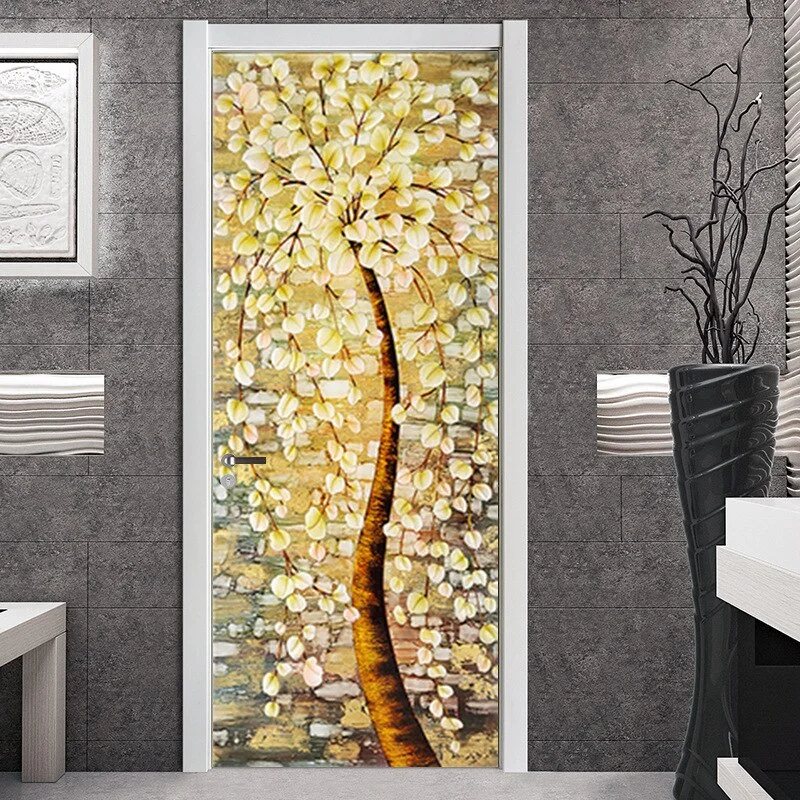 Athvotar 3D Mermaid Watercolor Scales Door Sticker Self Adhesive Wallpaper DIY Renovation Waterproof Poster Home Decor Decal