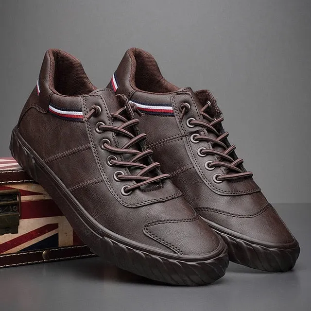 Men's PU Leather Business Casual Shoes for Man Outdoor Breathable Sneakers Male Fashion Loafers Walking Footwear Tenis Feminino