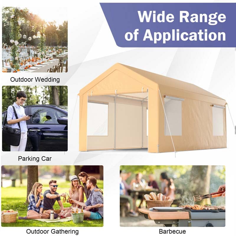 Eletriclife 10 x 20 Feet Heavy-Duty Steel Portable Carport Car Canopy Shelter