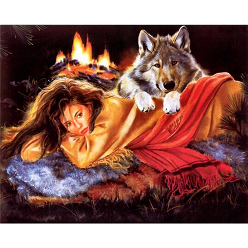 

Wolf And A Woman – Paint By Numbers - 40*50CM, 501 Original