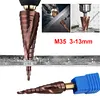 M35 HSS-Co Cobalt Step Drill Bit 3-13mm 1/4 Inch Hex Spiral Groove Ladder Drill