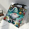 (US Only)4pcs Christmas Linen Tote Bag Handbag Large Capacity Women Shopping Shoulder Bag
