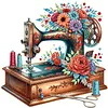(Pre-Framed)Sewing Machine and Flowers-Special Shaped Diamond Painting(25x25cm)