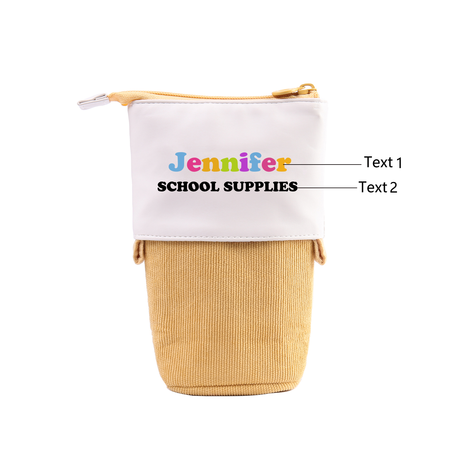 Astuccio per matite personalizzato con 2 testi per scuola elementare bambini