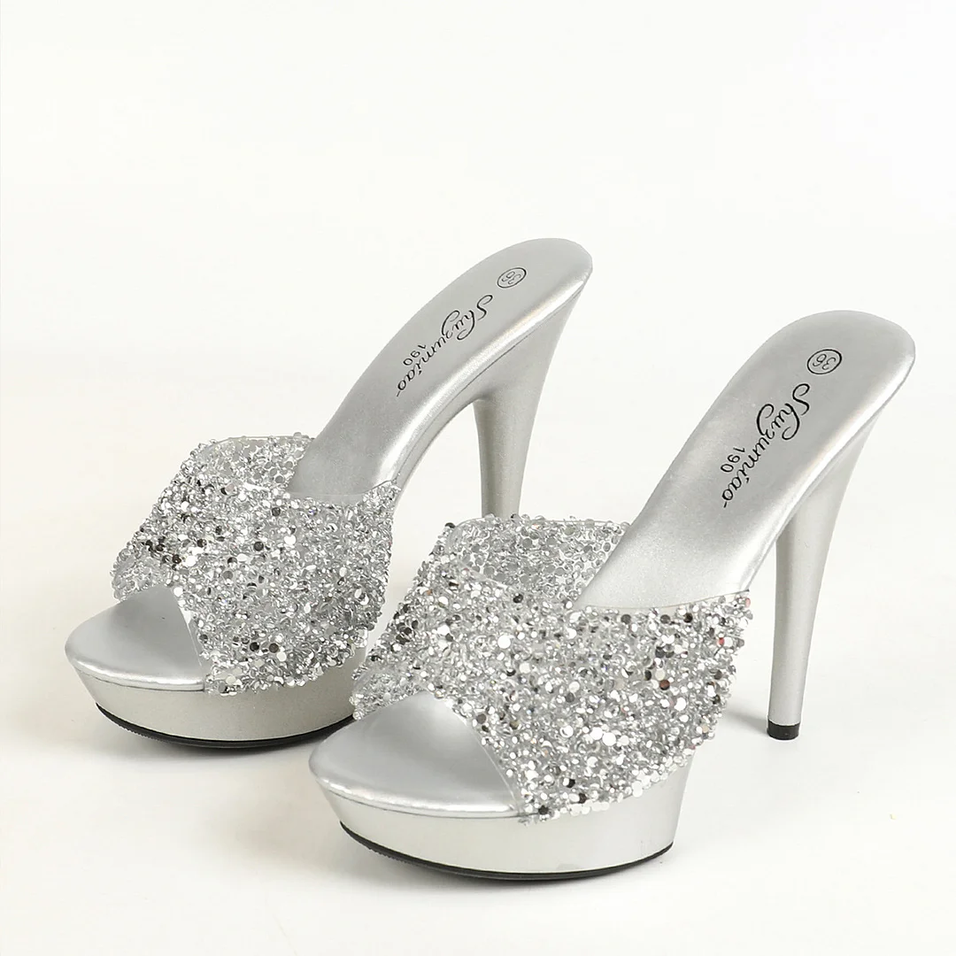 Qengg Qengg Word With Slippers Female New Summer Fashion 13CM15CM Versatile Sexy High Heels Fine Heel