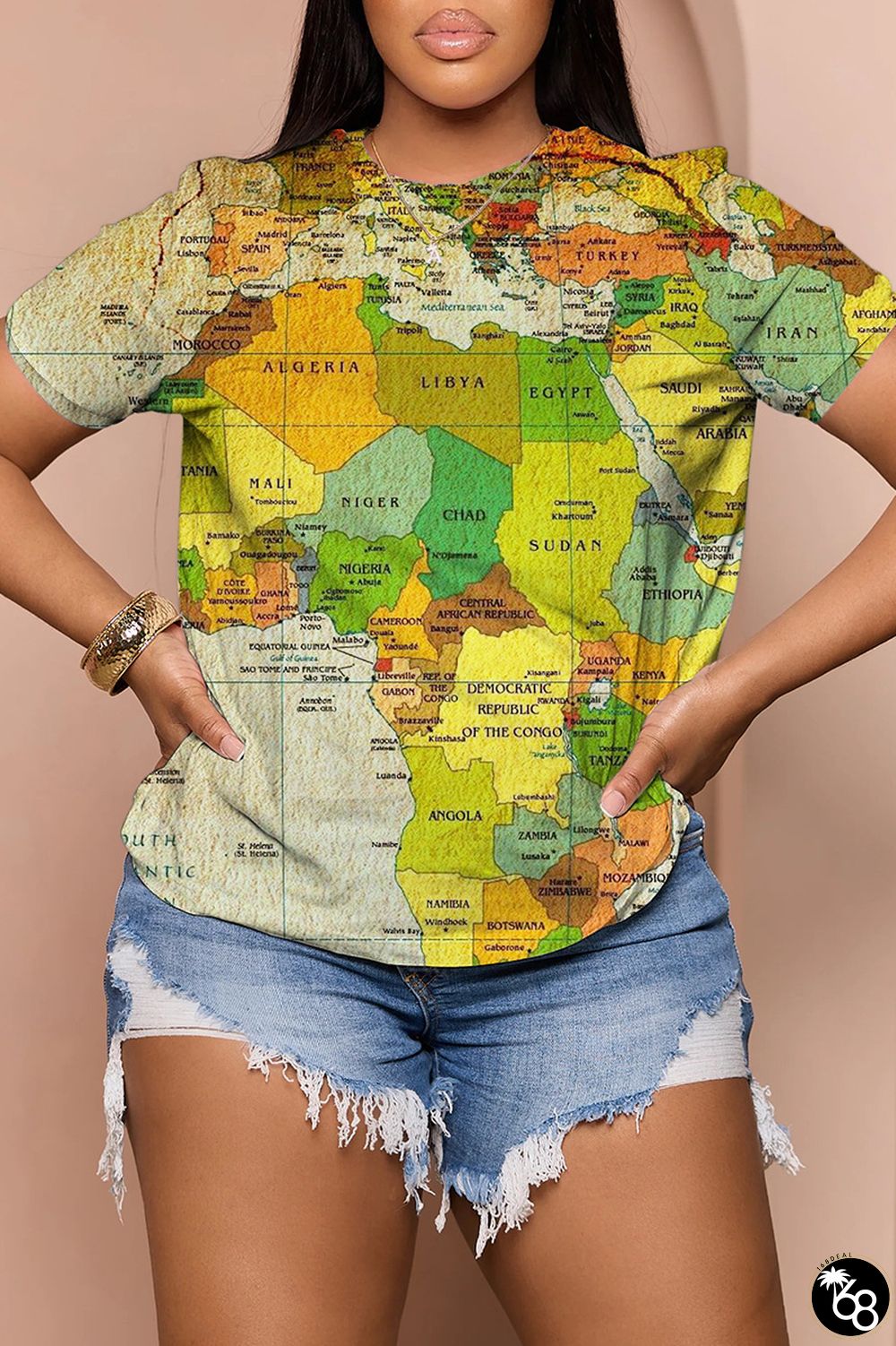 Green Casual Daily Print Basic O Neck T-Shirts | 168DEAL