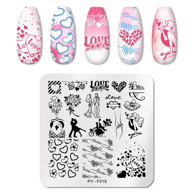 PICT You Valentine's Day Nail Stamping Plates Love idea nail Art Plate Stainless Steel Nail Design Stamp Plate Stencil Tools