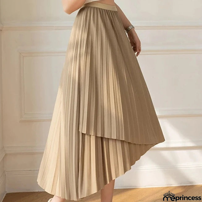 Women's Polyester High Waist Pleated Pattern Casual Wear Skirts