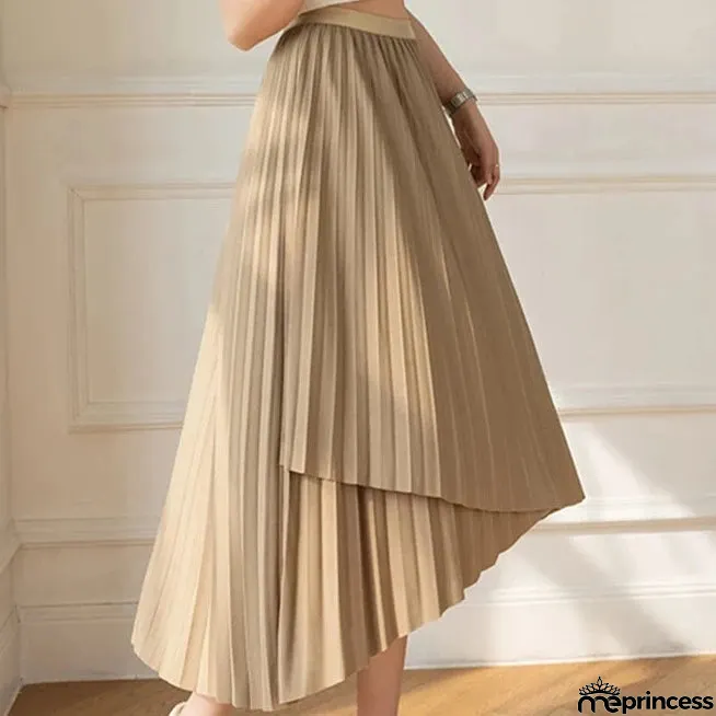 Women's Polyester High Waist Pleated Pattern Casual Wear Skirts