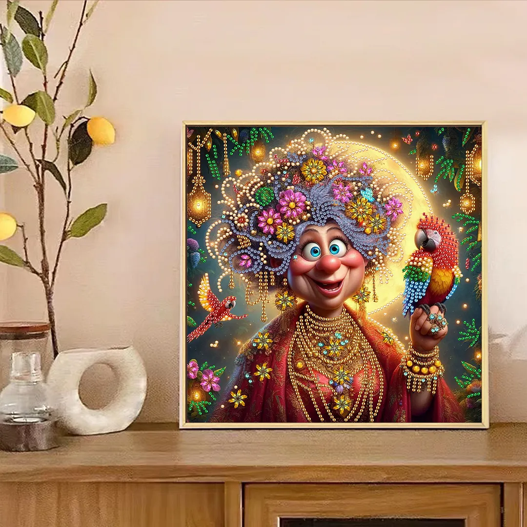 Lovely Old Lady - Diamond Painting - Partial Special Shaped Drill(Canvas|30*30cm)