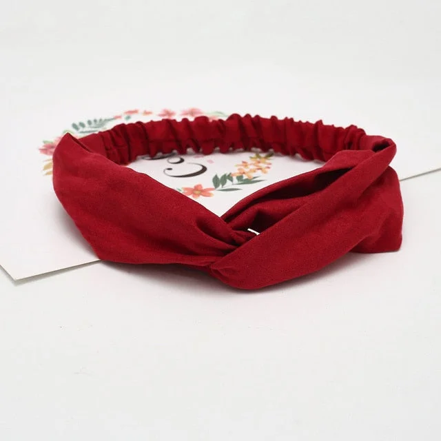 Women Headband Cross Top Knot Elastic Hair Bands Soft Solid Color Girls Hairband Hair Accessories Twisted Knotted Headwrap