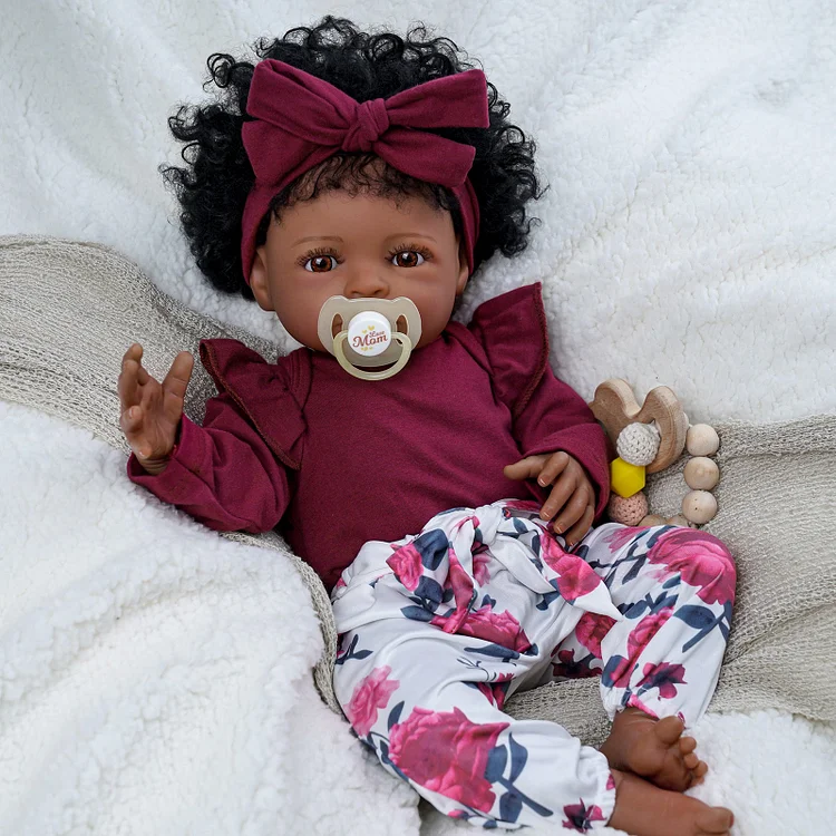 Babeside Laney 18'' Realistic Reborn Baby Doll African American Lovely Girl Burgundy Red