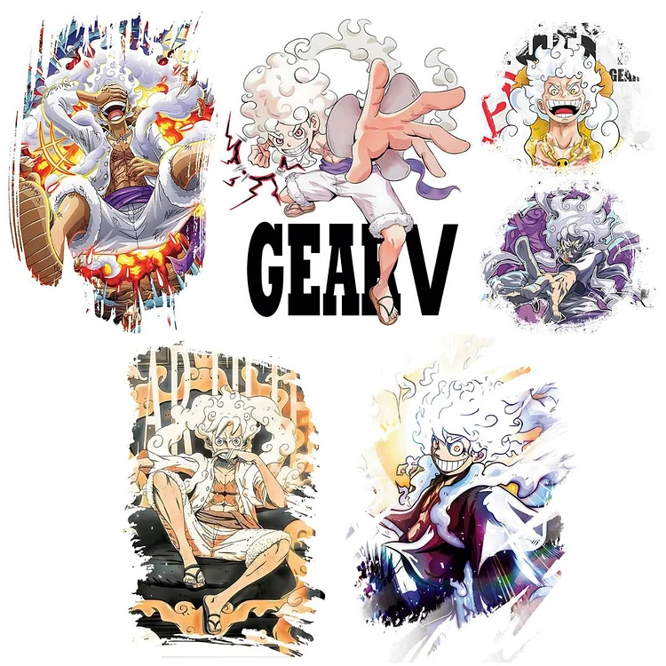 5 Sheets Luffy Gear 5 One Piece Japanese Anime Temporary Tattoo Stickers