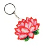 Full Bead Embroidery Keychain Lotus Flower Printed Craft Gifts(6x7cm)