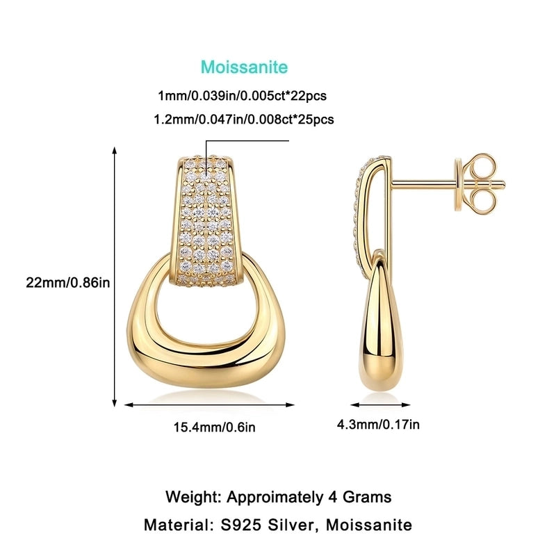 1 Pair 925 Sterling Silver Moissanite GRA Certificate Geometric Rings