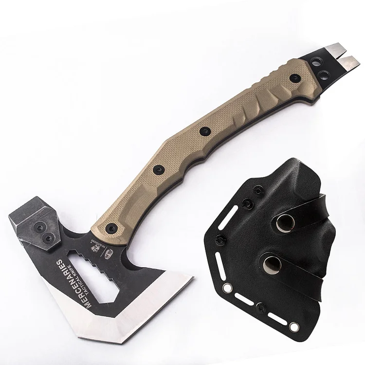 440 Steel M.E. Bushcraft Full-Tang Tatical Axe Brown G10(13'')