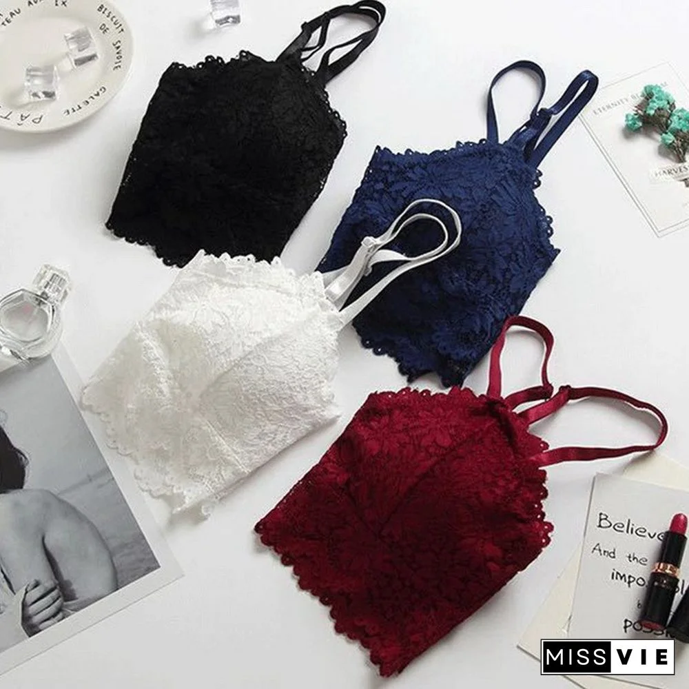 Sexy Lace Bralette Tube Tops Bandeau Summer Women Lace Bra Tanks Crop Tops Bandeau Girl Underwear Solid Color Camisole Hot Sale