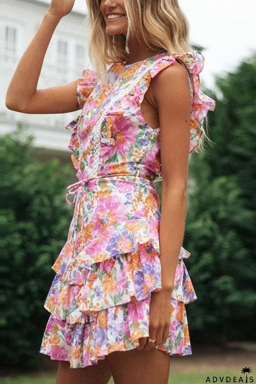 Mighty Good Time Flower Backless Mini Dress