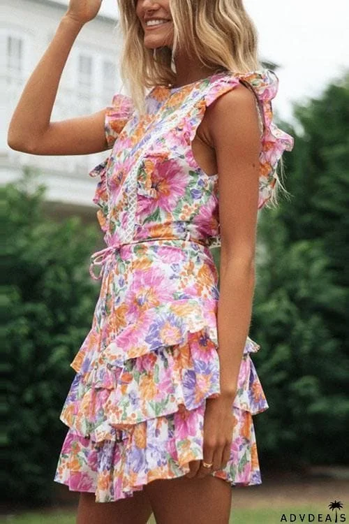 Mighty Good Time Flower Backless Mini Dress