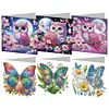 (US Local)6Pcs Owl Butterfly Diamond Painting Greeting Card for Holiday Party Favors
