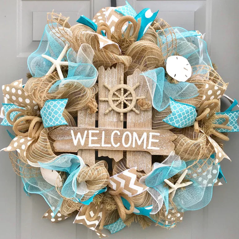 Welcome Beach Seashell Wreath