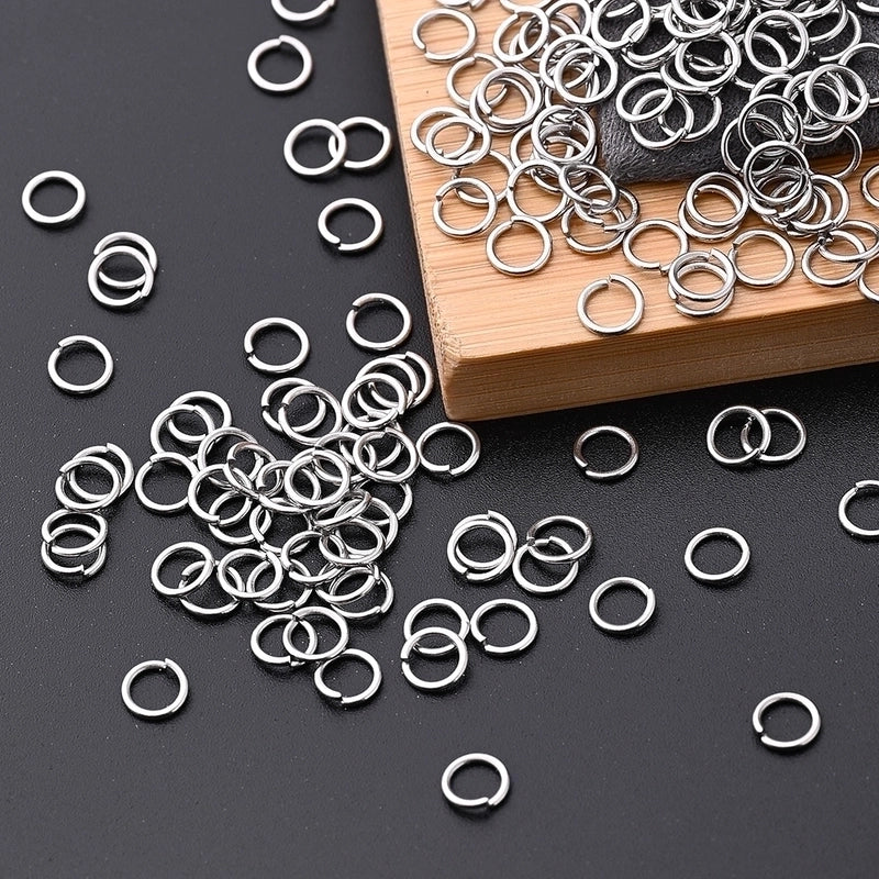 500 Pcs/Package 4×0.7mm 5×0.7mm Hole 2~2.9mm Hole 4~4.9mm 304 Stainless Steel Circle Simple Solid Color Polished Open Jump Rings