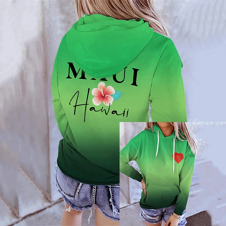 Comstylish Women's Pray For Hawaii MAUI Wildfire Gradient Casual Hoodie
