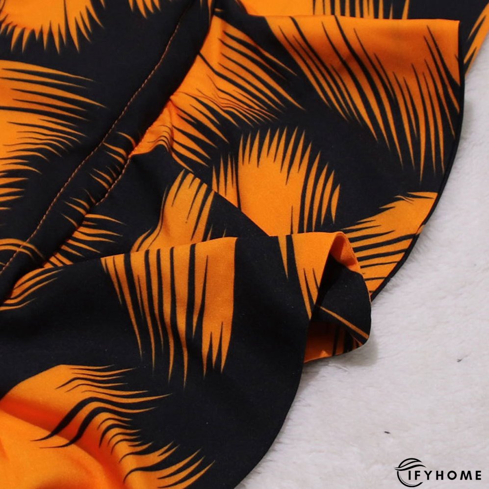 Printed Puff Sleeve Shirt Short Skirt Plus Size Two-Piece Set | IFYHOME