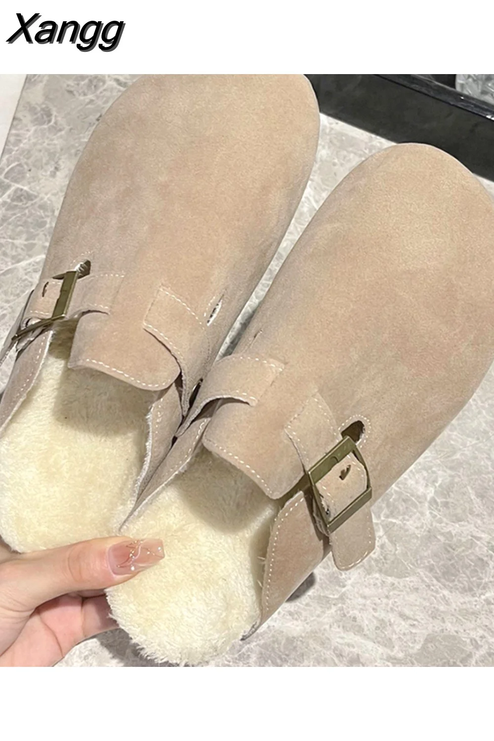 Punklens Mules Home Slippers Women New 2023 Winter Flip Flops Indoor Fur Round Toe Slides Female Shoes Casual Outside Warm Flats